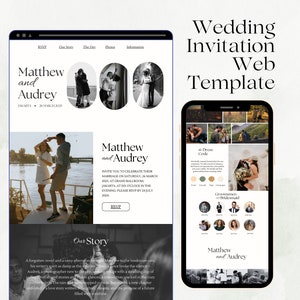 Wedding Website Template, Canva Wedding Website, Wedding Invitation Template, Canva Template, Wedding Website