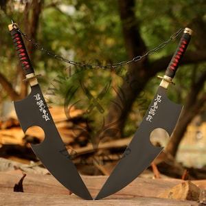 Handmade Carbon Steel Uzui Tengen Sword, Demon Slayer Anime Cosplay, Kimetsu No Yaiba, Nichirin Sword, Japanese Samurai Sword (A Set Of Two)