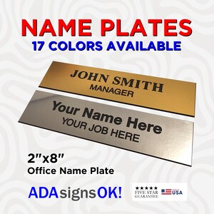 Engraved Office Name Plate - Door Sign Desk Plaque - Multiple Colors ...