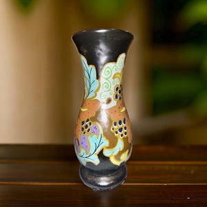 Gouda Holland Vintage Art Deco Pottery – Hand-Painted Ceramic Vase, 9.75 inches, Signed