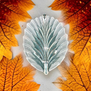 Vintage Original Mikasa Frosted Walther Glass, Crystal Leaf Bowl or Serving Plate  11.5&quot;