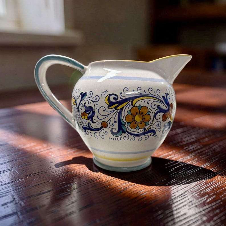 Deruta Ricco Hand Painted Pottery Pitcher – Italian Majolica Ceramic - Etsy