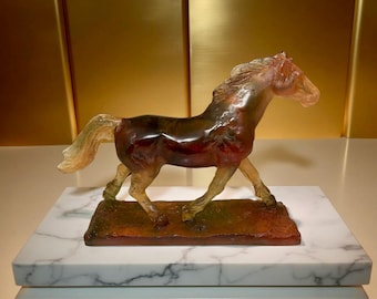 【1980年代レアArt】Daum FRANCE Crystal HORSE Exquisite 1980's Daum France Crystal Clear Horse Stallion Head