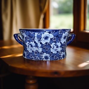 Seymour Blue China Porcelain Foot Bath / Bowl – Elegant Decorative Basin