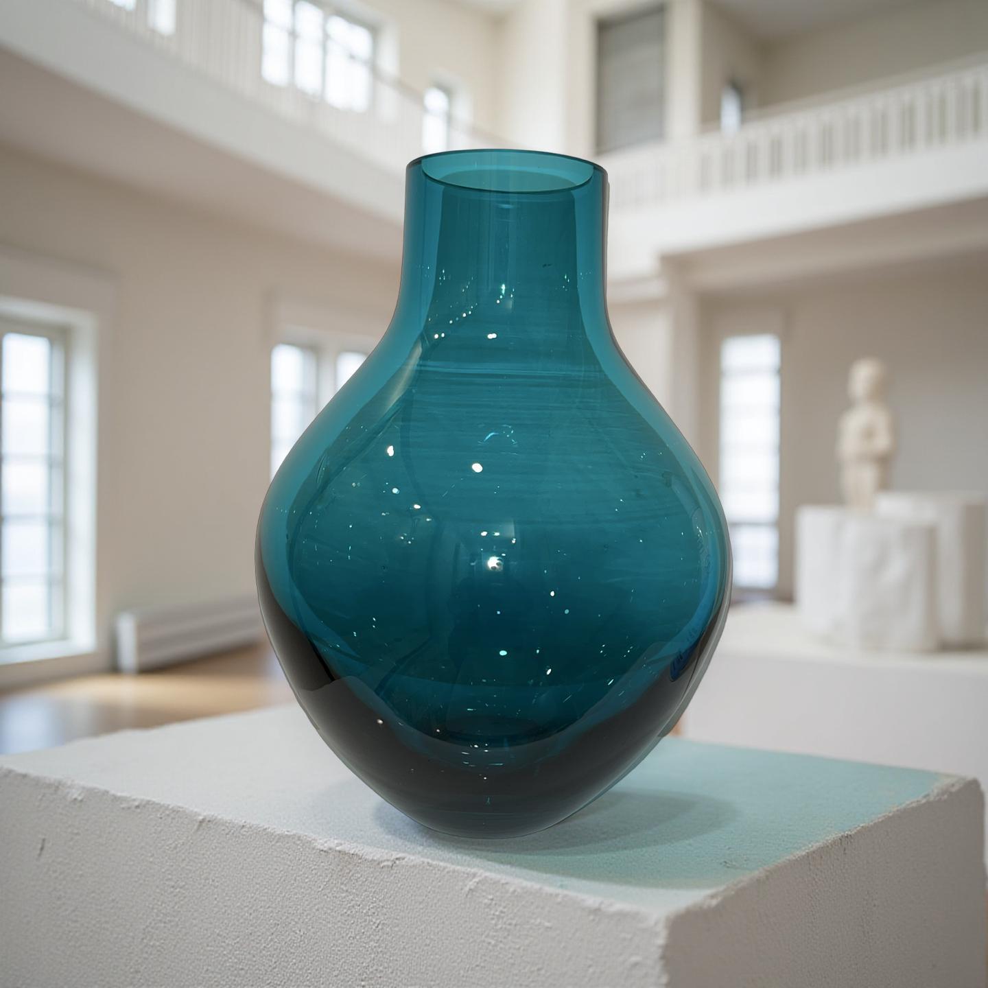 Empoli Art Glass Vase: 1970s Italian Peacock Blue MCM Decor - Etsy