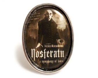 Gothic ring Nosferatu vampire movie ring adjustable silver - A symphony of horror 1922 - Dracula horror goth unisex