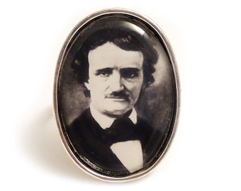 Victorian gothic ring Edgar Allan Poe ring - adjustable unisex steampunk raven author literary