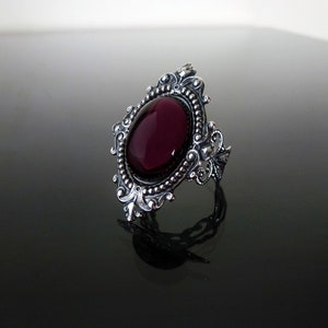 Victorian gothic ring - Amethyst purple ornate filigree steampunk ring - adjustable ring SINISTRA