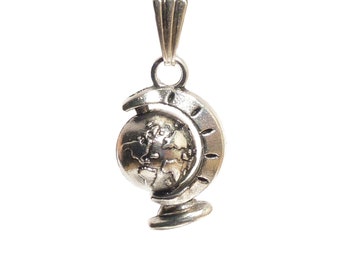 Steampunk Victorian 3D Spinning World Globe Necklace Planet Earth Map Charm pendant