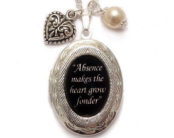 Absence makes the heart grow fonder - Romantic Victorian locket necklace charm pendant
