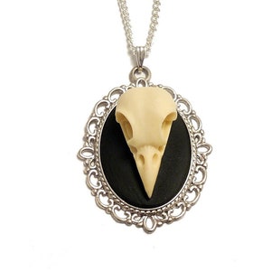 3D Raven bird skull gothic necklace Quoth the Raven Nevermore Edgar Allen Poe necklace image 1