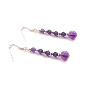 Amethyst gemstone earrings purple Swarovski crystal Sterling silver - gothic steampunk February birthstone gemstone earrings