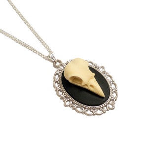 3D Raven bird skull gothic necklace Quoth the Raven Nevermore Edgar Allen Poe necklace image 2