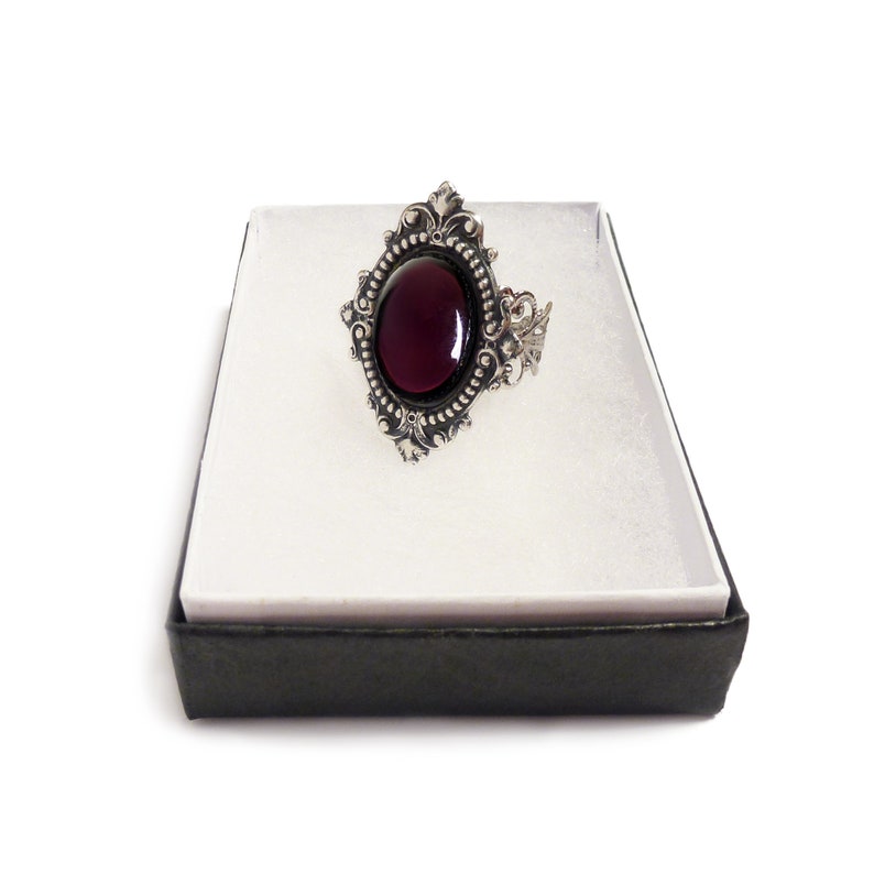 Victorian gothic ring Amethyst purple ornate filigree steampunk ring adjustable ring SINISTRA image 6