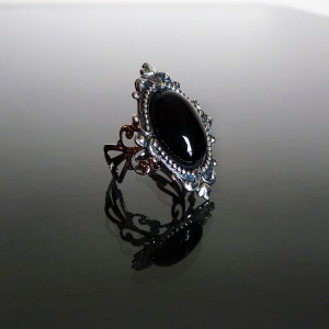 Victorian gothic ring Black Onyx gemstone ornate filigree steampunk ring adjustable ring SINISTRA image 3