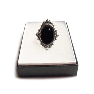 Victorian gothic ring Black Onyx gemstone ornate filigree steampunk ring adjustable ring SINISTRA image 8