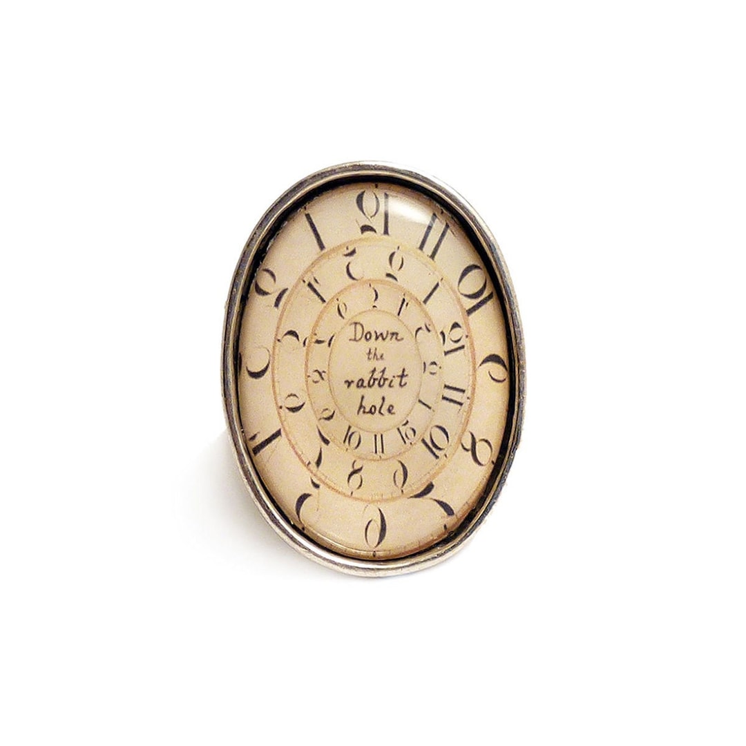 Alice in Wonderland Ring Down the Rabbit Hole - Silver