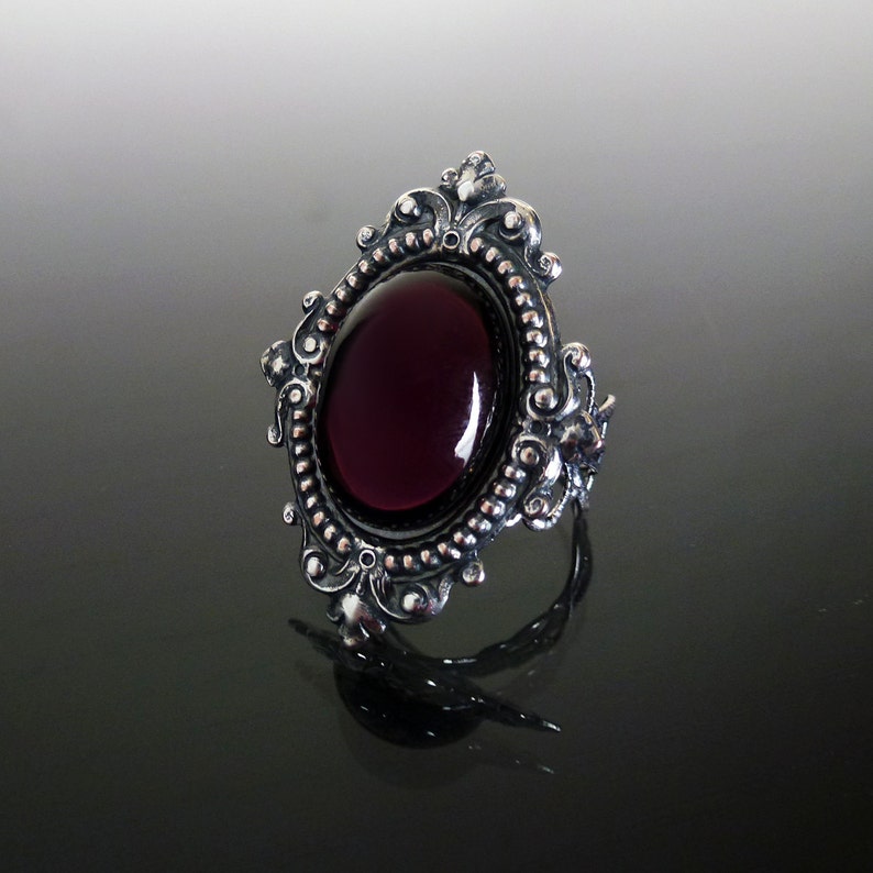 Victorian gothic ring Amethyst purple ornate filigree steampunk ring adjustable ring SINISTRA image 2