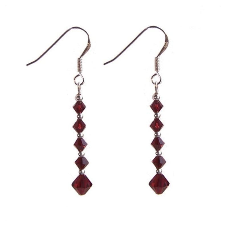 Sterling silver Ruby red Swarovski crystal earrings Gothic Victorian drop style earrings image 2