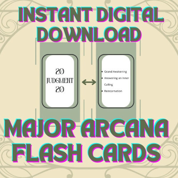 Tarot Major Arcana Study Flash Cards for Memorization and to Help with Interpretation, Learn How to Read Tarot, Great for Beginners