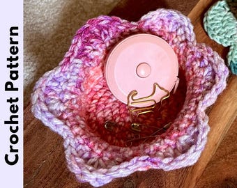 Desk Organizer Crochet Pattern | Flower Trinket Dish | Instant Download PDF