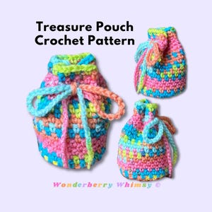 Patrón de ganchillo para bolsa de tesoros / Patrón de ganchillo fácil para bolsa de dados / Patrón de ganchillo para bolsa de regalo pequeña con cordón