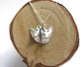 Little fox lovers neckpiece in Sterling Silver. Lover's layering Necklace. Sterling Silver statement Necklace. Gift for her. Valentines gift