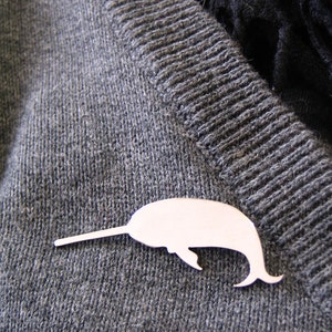 Secret Order of the Narwhal Society First Rank. Narwhal Pin. Silver Narwhal pin. Narwhal brooch.