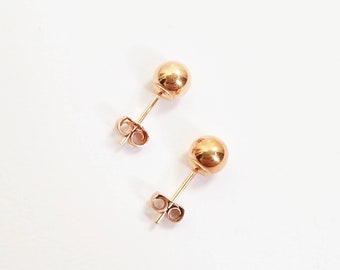 Minimalist Rose Gold Ball Studs.Rose Gold Sphere studs. Dainty Rose Gold Earrings. Rose Gold Earrings. Rose gold ball stud earrings. 6mm.