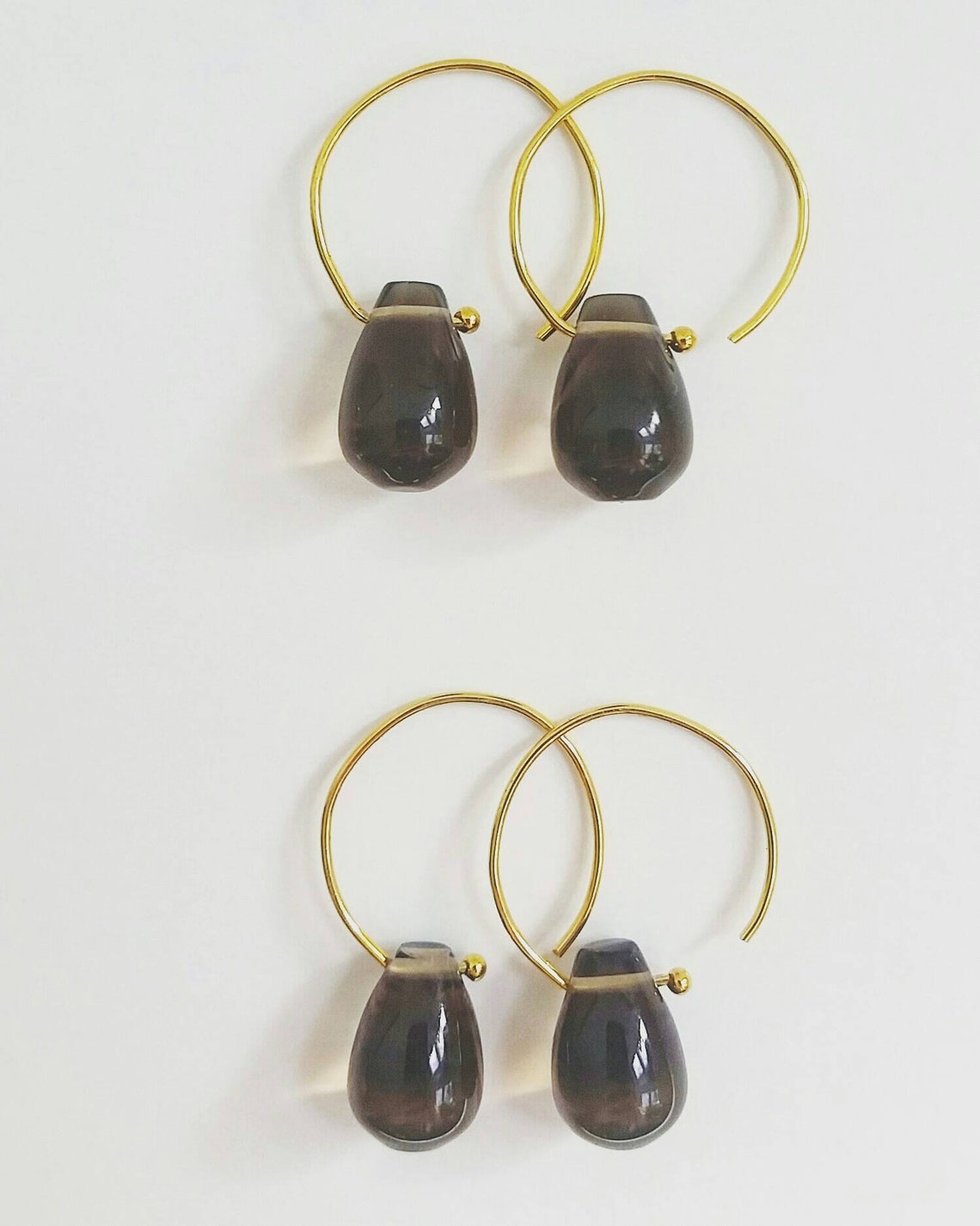 •ARROW HOOP• smoky quartz + gold earrings