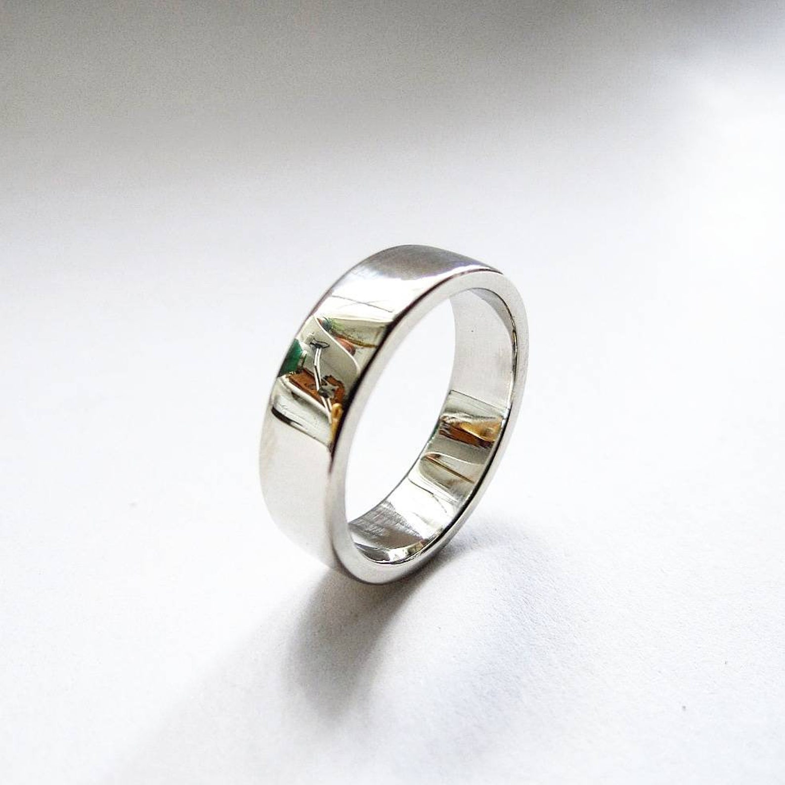 Mens Custom Heavy 10K White Gold Heavy Solid High Polished Etsy