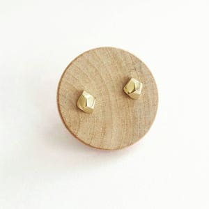 14K Gold Pebble stud earrings. Faceted Pebble Stud Earrings in 14K Gold. Gold pebble earrings. Solid 10K 14K or 18K Gold Stud earrings. image 3