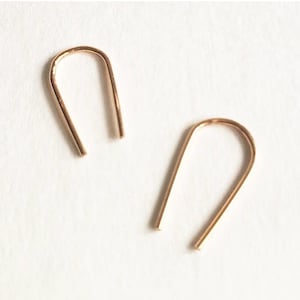 Minimalist 14K goldfill staple earrings, geometric earrings, line earrings, arc earrings. Minimalist staple stud earrings. image 1