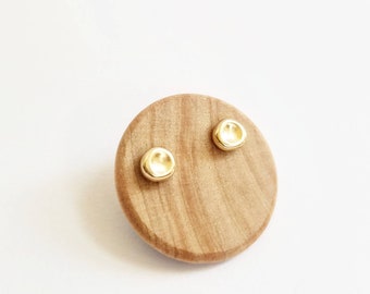 14K Stud Earrings. 14K Solid Gold Pebble Round Stud Earrings. Small Gold Studs. 14K Yellow, Rose or White Gold Stud earrings.