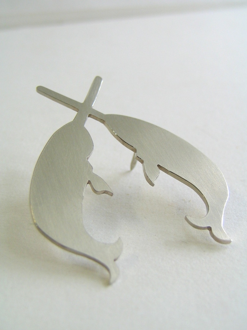 Secret Order of the Narwhal Society Brooch. Narwhal Brooch. Narwhal silhouette brooch. Narwhal pin. image 5