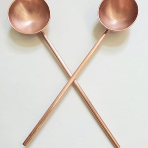 Handmade copper salt cellar spoon. Copper berry spoon. Clay mask cosmetics spoon. Copper serving spoon. Copper jam spoon. Hostess gift. image 2