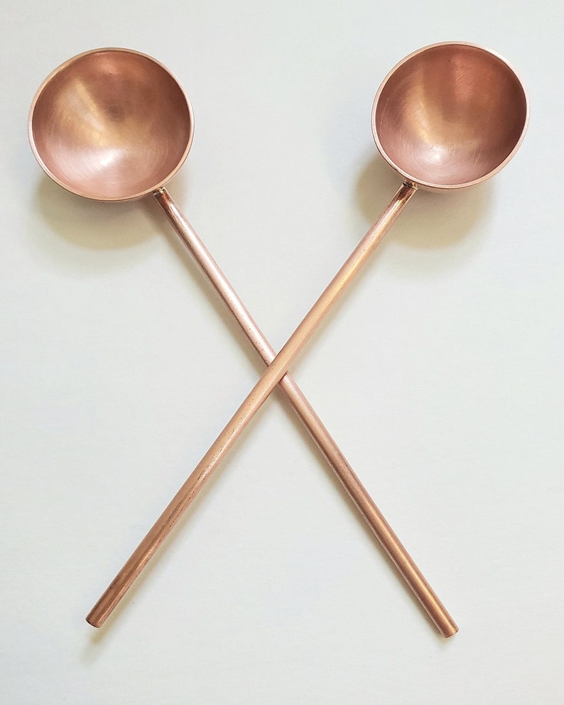 Handmade copper salt cellar spoon. Copper berry spoon. Clay mask cosmetics spoon. Copper serving spoon. Copper jam spoon. Hostess gift. image 2