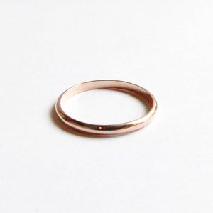 14K Solid Rose Gold White Gold or Yellow Gold Narrow Contemporary Minimalist  Wedding Band or Stacking Band. Custom 10K Gold Wedding Band.