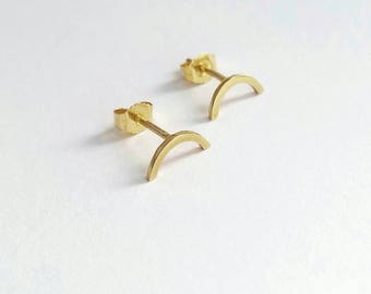 Minimalist 14K Gold Arc studs.Solid gold stud earrings. Simple solid gold arc studs. 10K 14K Yellow Gold, Rose Gold or White Gold arc stud.