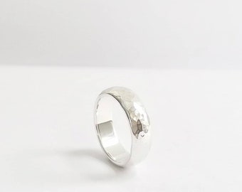 Custom Organic Heavy Hammered Sterling Silver Men or Womens Wedding Ring. Custom Wedding Band. Chunky Silver Ring.