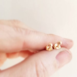 Minimalist solid 14K rose gold ball stud earrings. Classic small rose gold studs. Small 14K gold stud earrings. Rose gold ball studs. image 5
