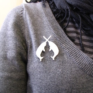 Secret Order of the Narwhal Society Brooch. Narwhal Brooch. Narwhal silhouette brooch. Narwhal pin. image 4