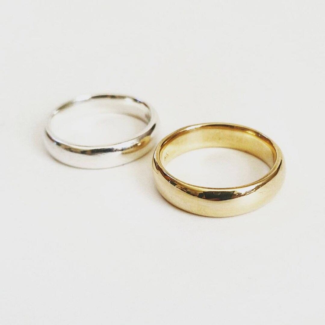 Fede Nuziale Uomo Argento 925 Placcato Oro Giallo Con Diamante Simulato 1CT – Anello Fidanzamento, Personalizzabile - Foto 3