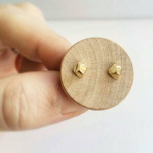 14K Gold Pebble stud earrings. Faceted Pebble Stud Earrings in 14K Gold. Gold pebble earrings. Solid 10K 14K or 18K Gold Stud earrings. image 1