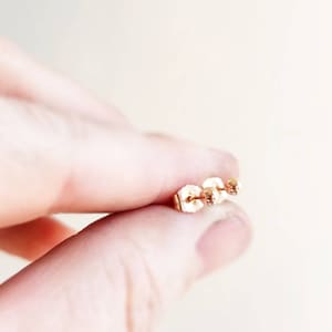 Minimalist solid 14K rose gold ball stud earrings. Classic small rose gold studs. Small 14K gold stud earrings. Rose gold ball studs. image 3
