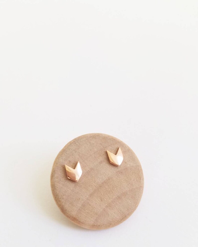Solid 10K Rose Gold Petite Chevron Studs. Solid 10K Gold studs. Small Rose Gold stud earrings. Rose gold chevron stud earrings. image 7