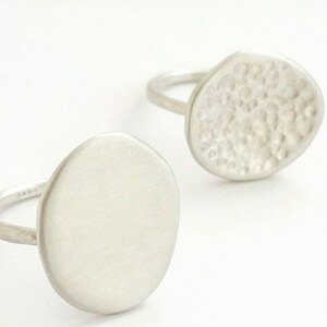 Minimalist Sterling Silver Amulet Stone Ring. Custom Sterling Silver Hammered Ring. Silver statement ring. image 4