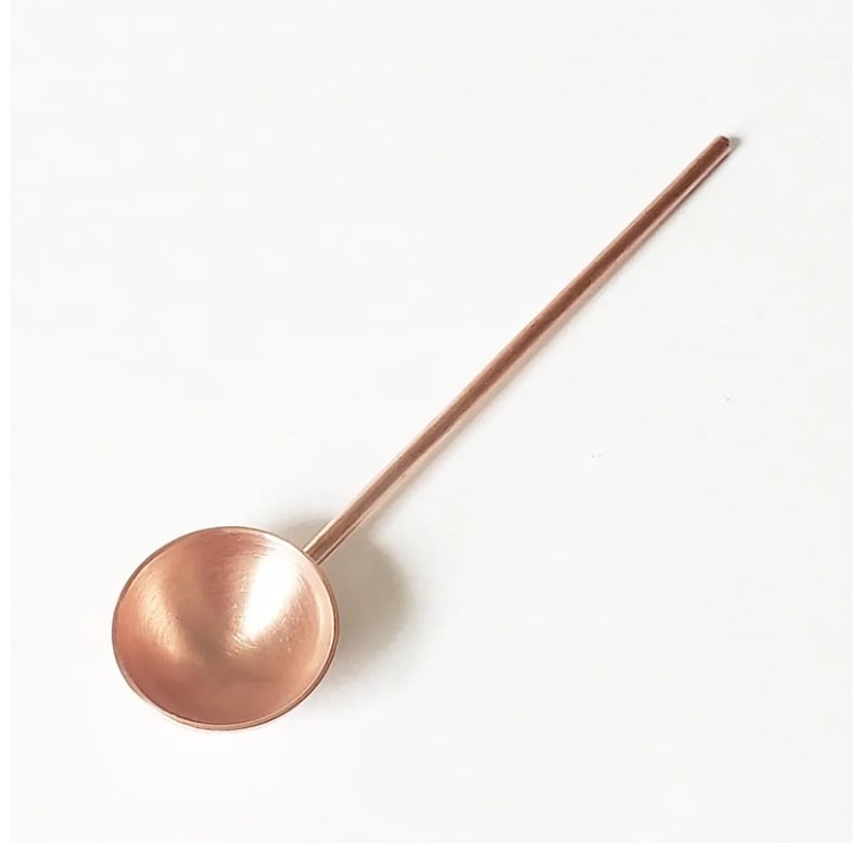 Handmade copper salt cellar spoon. Copper berry spoon. Clay mask cosmetics spoon. Copper serving spoon. Copper jam spoon. Hostess gift. image 4