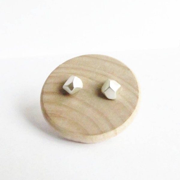 Minimalist Faceted Pebble Stud Sterling Silver Earrings. Sterling Silver Stud Earrings. Minimalist Pebble Studs. Silver Pebble Earrings.