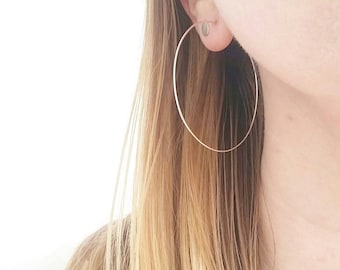 Extra Large Minimalist Hoops. Sterling Silver Hoop earrings. Statement hoop earrings. Large Silver hoop earrings. Hoop earrings Silver.